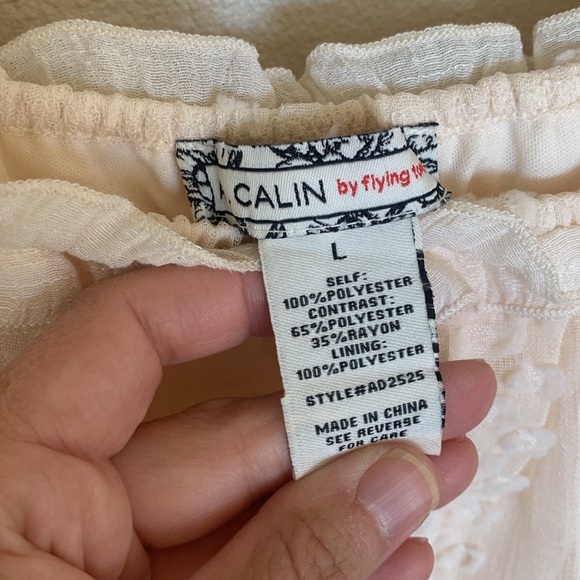 Meet You There Cream White Swiss Dot Midi Dress size large - Picture 11 of 12